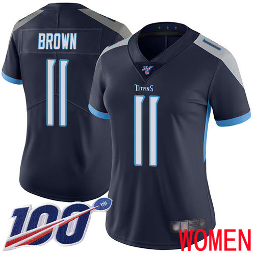 Tennessee Titans Limited Navy Blue Women A.J. Brown Home Jersey NFL Football #11 100th Season Vapor Untouchable->youth nfl jersey->Youth Jersey